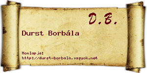 Durst Borbála névjegykártya